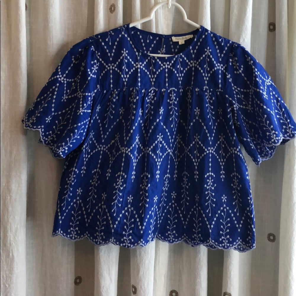 Rebellion blue embroidered blouse